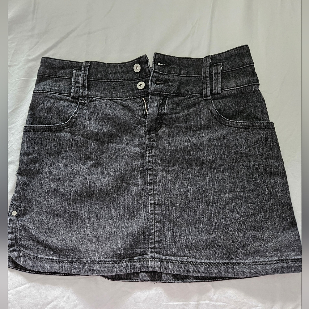 Lole, Faded Black, Mini Jean Skirt, Size 6